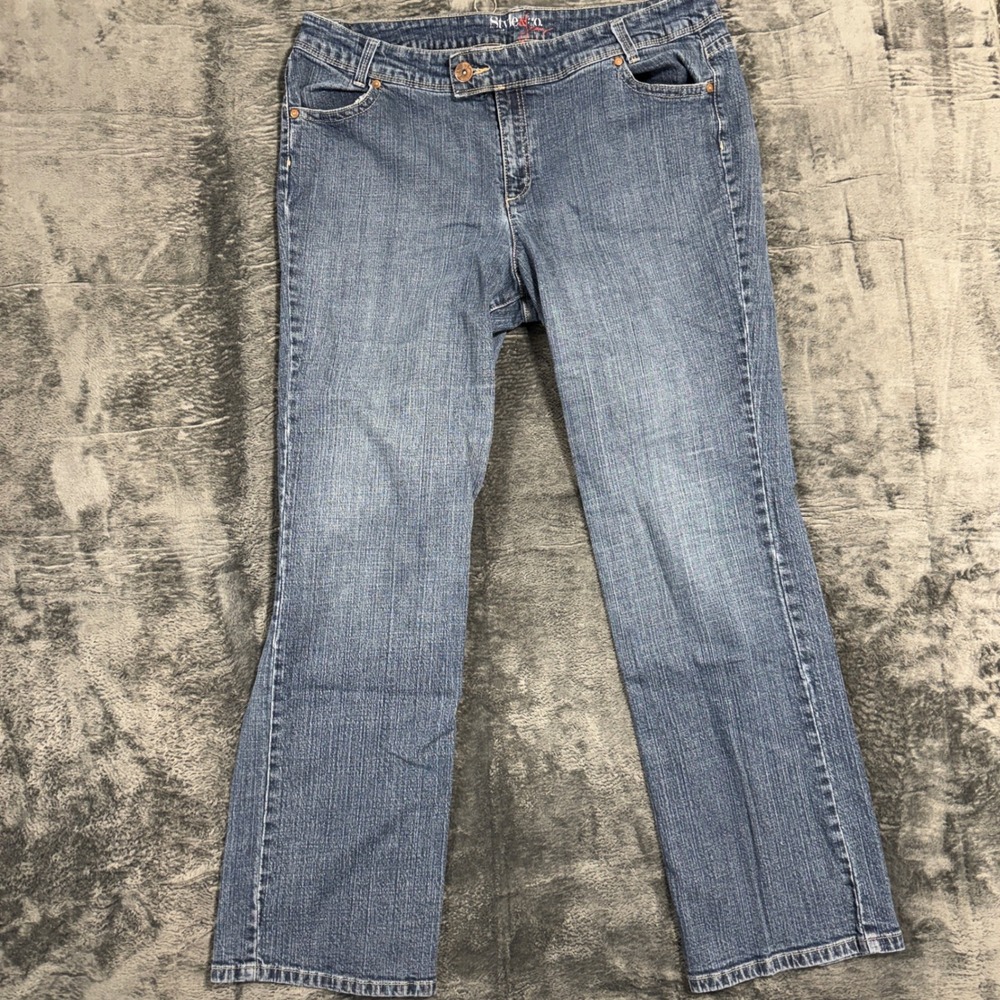 Style & Co Jeans Womens Size 18 Blue Denim Straight Leg Stretch Pants RN 89828